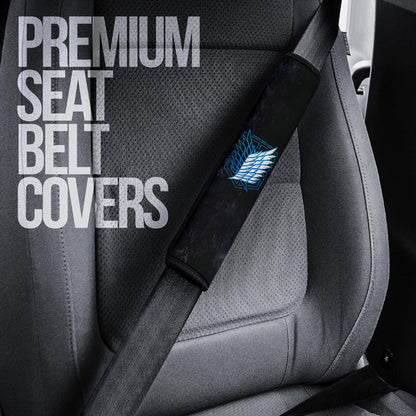 Attack On Titan Anime Seat Belt Covers AOT Angry Eren Titan Transforming Blue Wings Of Freedom Symbol Belt Covers