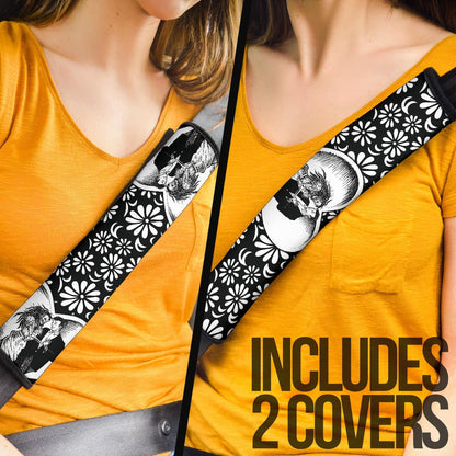 Love Seat Belt Covers - Marriage Day Men With Skeleton Women Tiny Flower Patterns Belt Covers