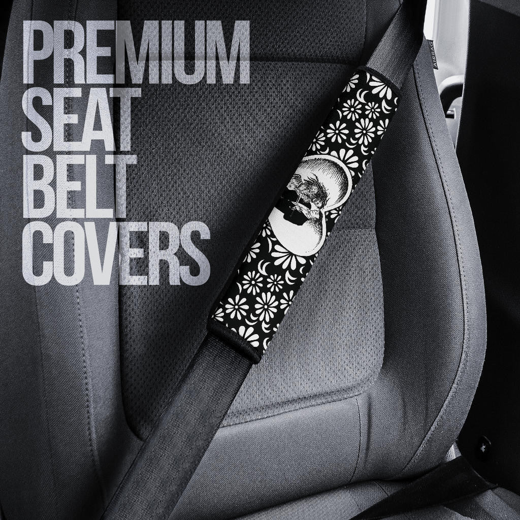 Love Seat Belt Covers - Marriage Day Men With Skeleton Women Tiny Flower Patterns Belt Covers
