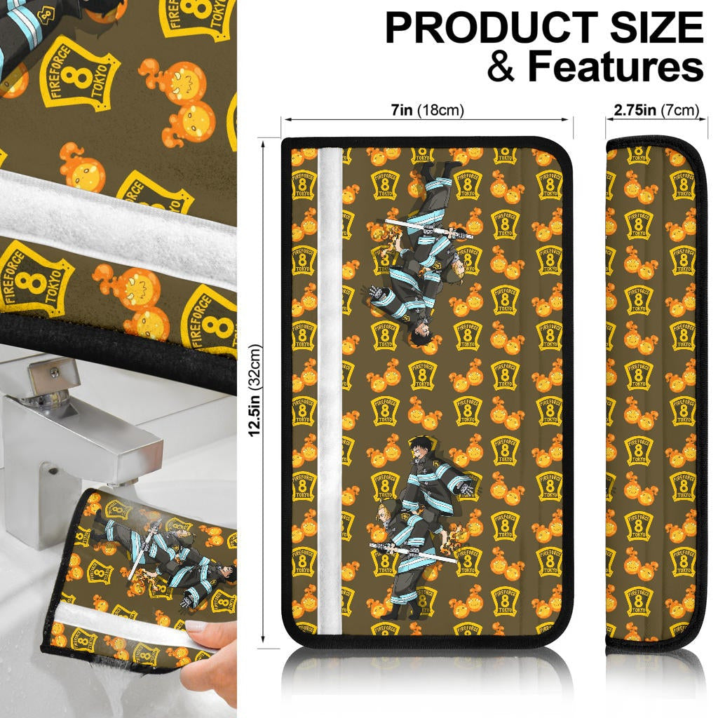 Fire Force Anime Seat Belt Covers Tamaki And Arthur Evil Smile Sneaking Out Belt Covers