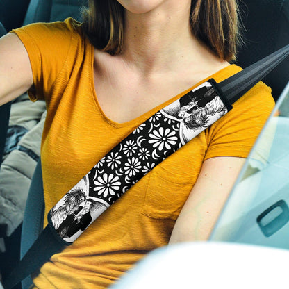 Love Seat Belt Covers - Marriage Day Men With Skeleton Women Tiny Flower Patterns Belt Covers