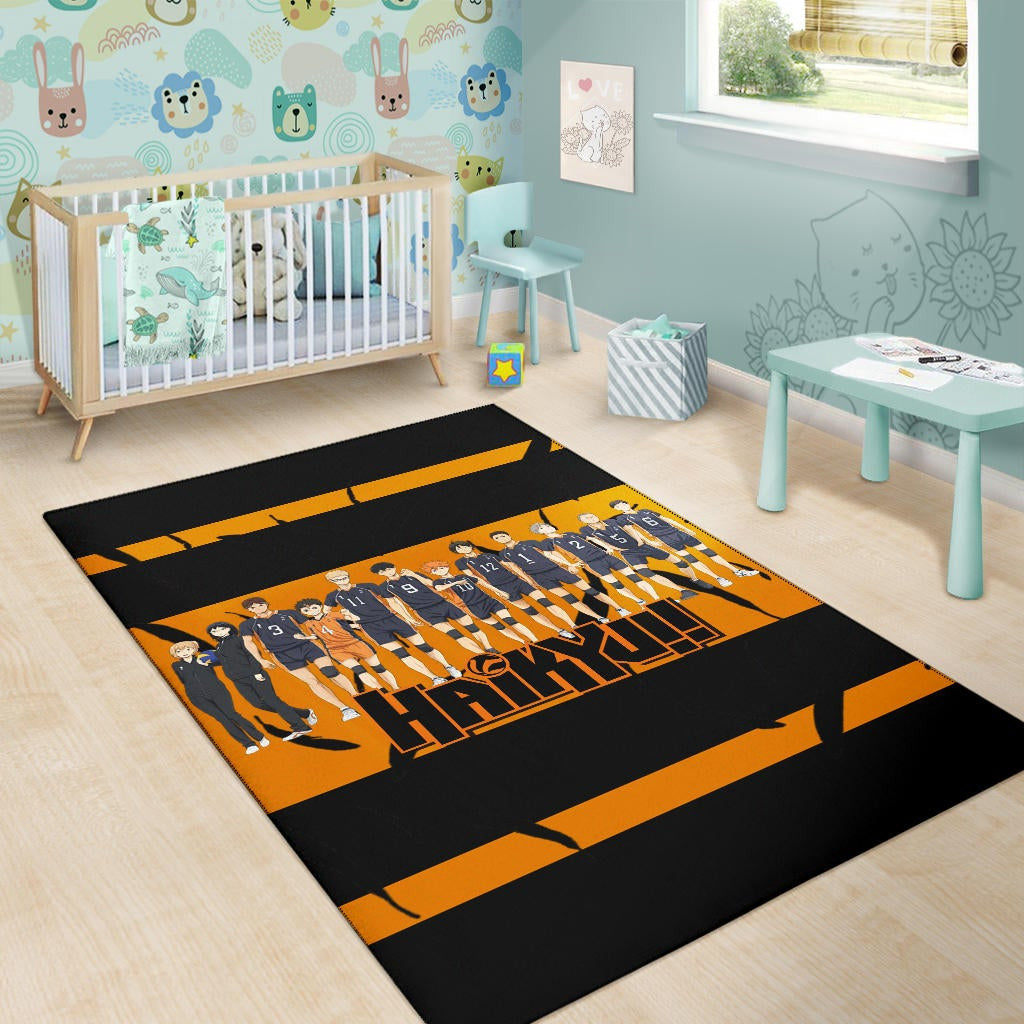 Haikyuu Anime Area Rug - Haikyuu Funny Volleyball Team Members Walking Rugs Home Decor