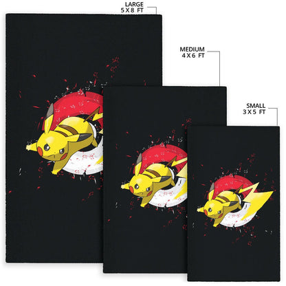 Pokemon Anime Area Rug Angry Pikachu Electric Pokeball Artwork  Rugs Home Decor