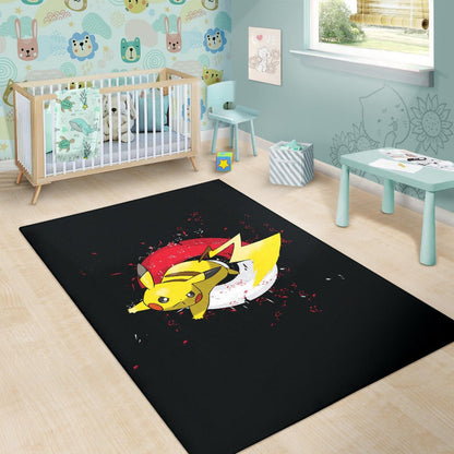 Pokemon Anime Area Rug Angry Pikachu Electric Pokeball Artwork  Rugs Home Decor