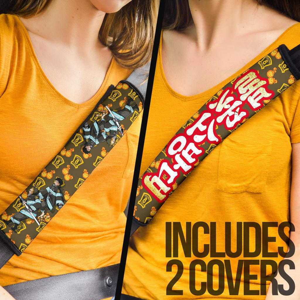 Fire Force Anime Seat Belt Covers Tamaki And Arthur Evil Smile Sneaking Out Belt Covers