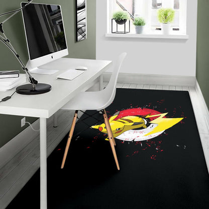 Pokemon Anime Area Rug Angry Pikachu Electric Pokeball Artwork  Rugs Home Decor