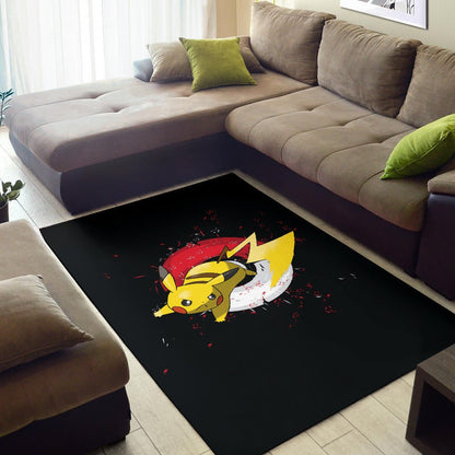 Pokemon Anime Area Rug Angry Pikachu Electric Pokeball Artwork  Rugs Home Decor