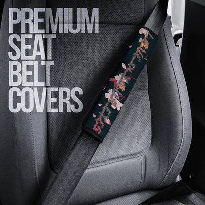 Valentine Seat Belt Covers - Skull With Red Roses Love In Your Eyes Belt Covers