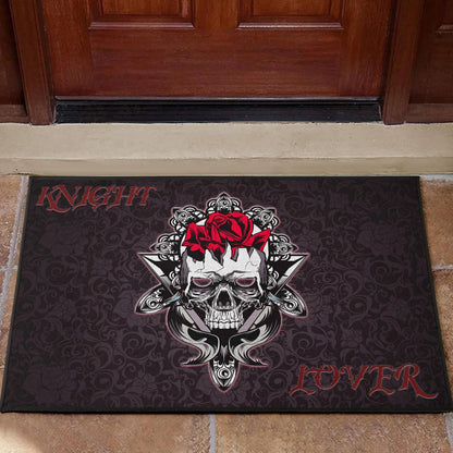 Skull Door Mat - Knight Lover Broken Skull With Rose Artwork Door Mat Home Decor