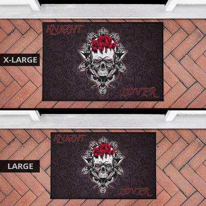 Skull Door Mat - Knight Lover Broken Skull With Rose Artwork Door Mat Home Decor