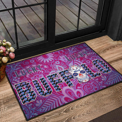 Buffalo Bills American Football Team Door Mat Lucky Buffalo With Tattooed Skull Floral Door Mat Home Decor