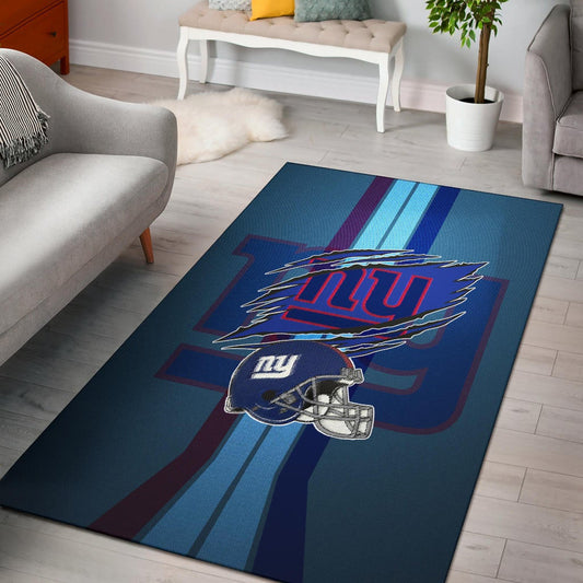 New York Giants American Football Team Area Rug Claw Scratches Reveal NY Text Blue Helmet Rugs Home Decor