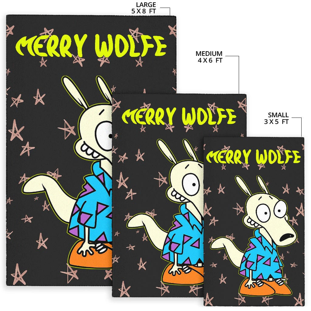 Christmas Area Rug | Rocko Rama Smiling Merry Wolfe Rugs Home Decor NT101104