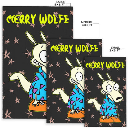 Christmas Area Rug | Rocko Rama Smiling Merry Wolfe Rugs Home Decor NT101104