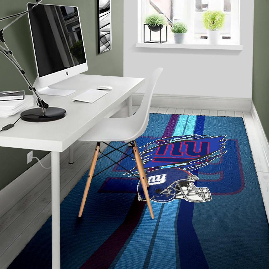 New York Giants American Football Team Area Rug Claw Scratches Reveal NY Text Blue Helmet Rugs Home Decor