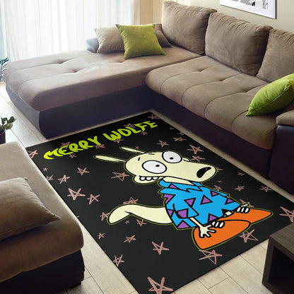 Christmas Area Rug | Rocko Rama Smiling Merry Wolfe Rugs Home Decor NT101104