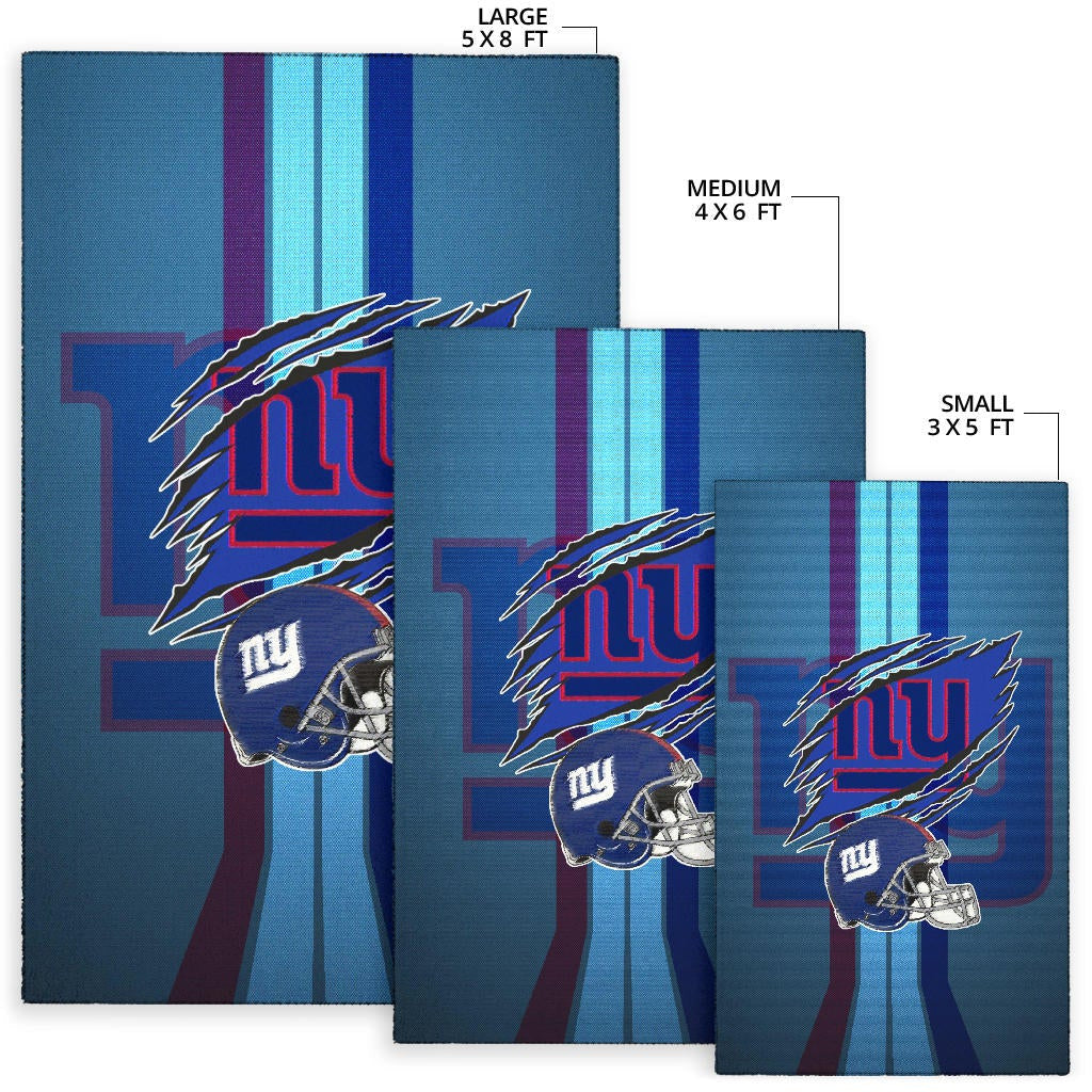 New York Giants American Football Team Area Rug Claw Scratches Reveal NY Text Blue Helmet Rugs Home Decor