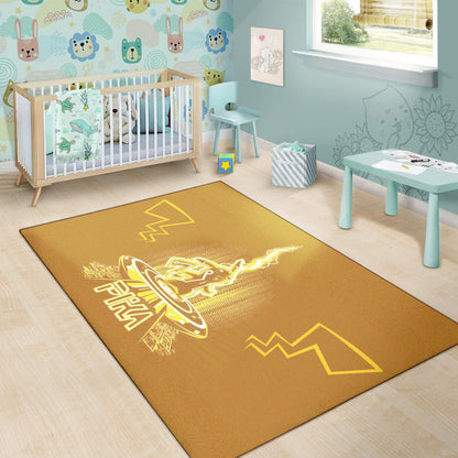 Pokemon Anime Area Rug Pikachu Super Yellow Lightning Power Pika Rugs Home Decor
