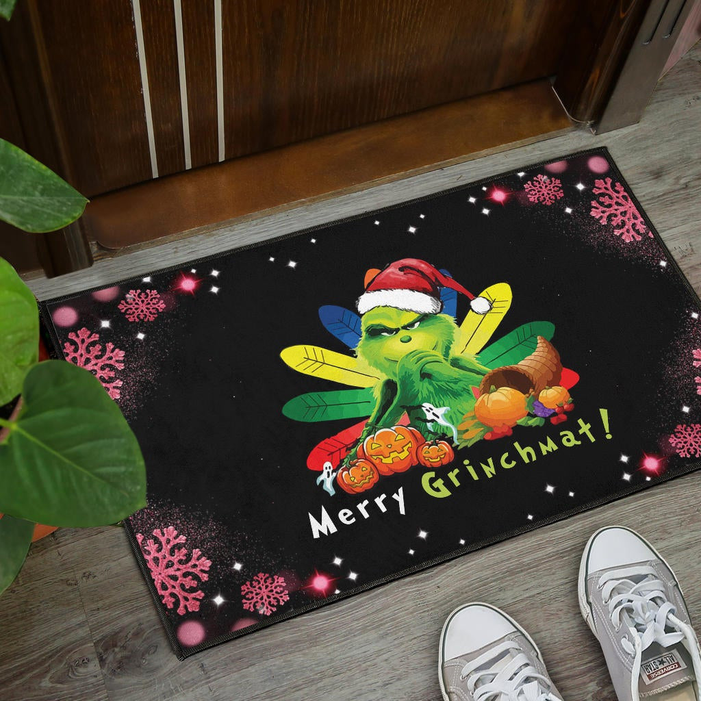 Christmas Door Mat | Merry Grinchmat Pumpkin Vegetables Pink Snowflake Door Mat Home Decor NA100404