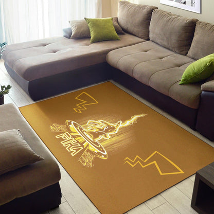 Pokemon Anime Area Rug Pikachu Super Yellow Lightning Power Pika Rugs Home Decor