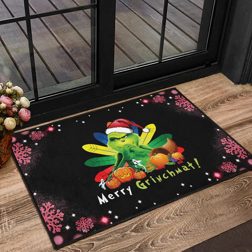 Christmas Door Mat | Merry Grinchmat Pumpkin Vegetables Pink Snowflake Door Mat Home Decor NA100404