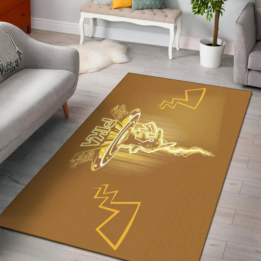 Pokemon Anime Area Rug Pikachu Super Yellow Lightning Power Pika Rugs Home Decor