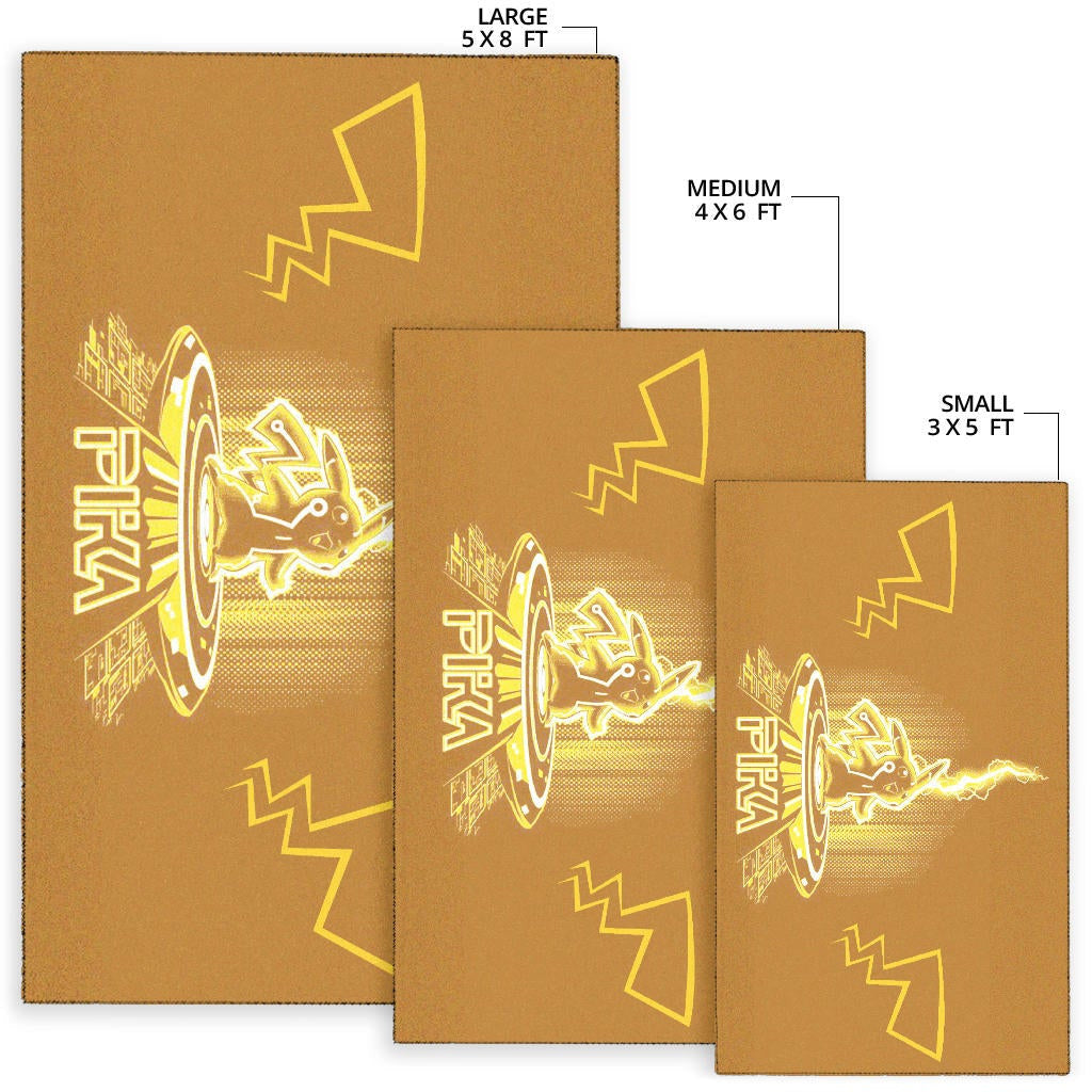 Pokemon Anime Area Rug Pikachu Super Yellow Lightning Power Pika Rugs Home Decor