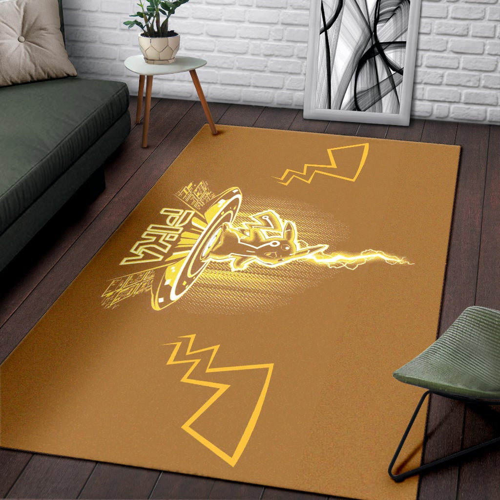 Pokemon Anime Area Rug Pikachu Super Yellow Lightning Power Pika Rugs Home Decor
