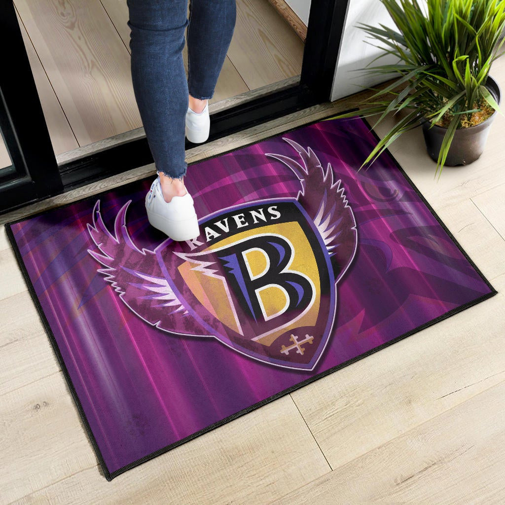 Baltimore Ravens American Football Team Door Mat Minimal Raven Head Underground B Wings Metal Purple Door Mat Home Decor