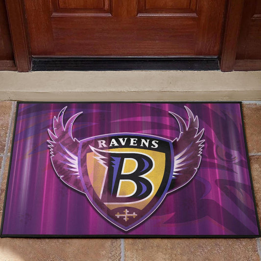 Baltimore Ravens American Football Team Door Mat Minimal Raven Head Underground B Wings Metal Purple Door Mat Home Decor