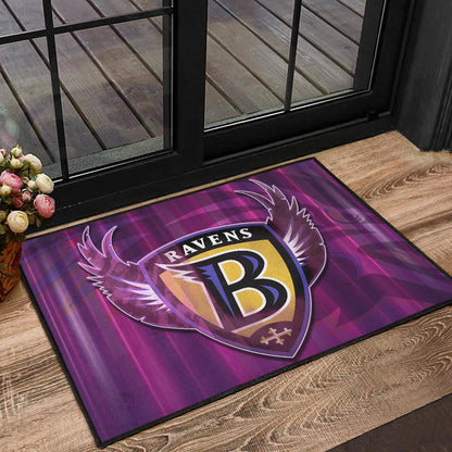 Baltimore Ravens American Football Team Door Mat Minimal Raven Head Underground B Wings Metal Purple Door Mat Home Decor