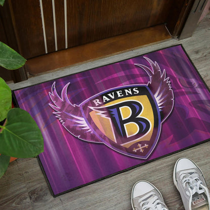Baltimore Ravens American Football Team Door Mat Minimal Raven Head Underground B Wings Metal Purple Door Mat Home Decor