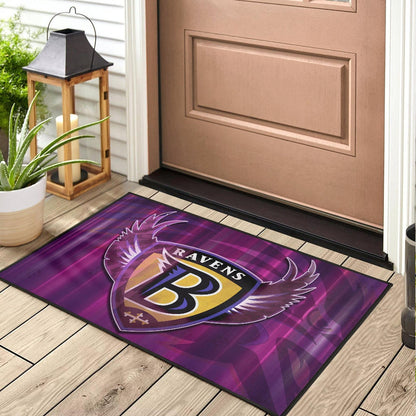 Baltimore Ravens American Football Team Door Mat Minimal Raven Head Underground B Wings Metal Purple Door Mat Home Decor