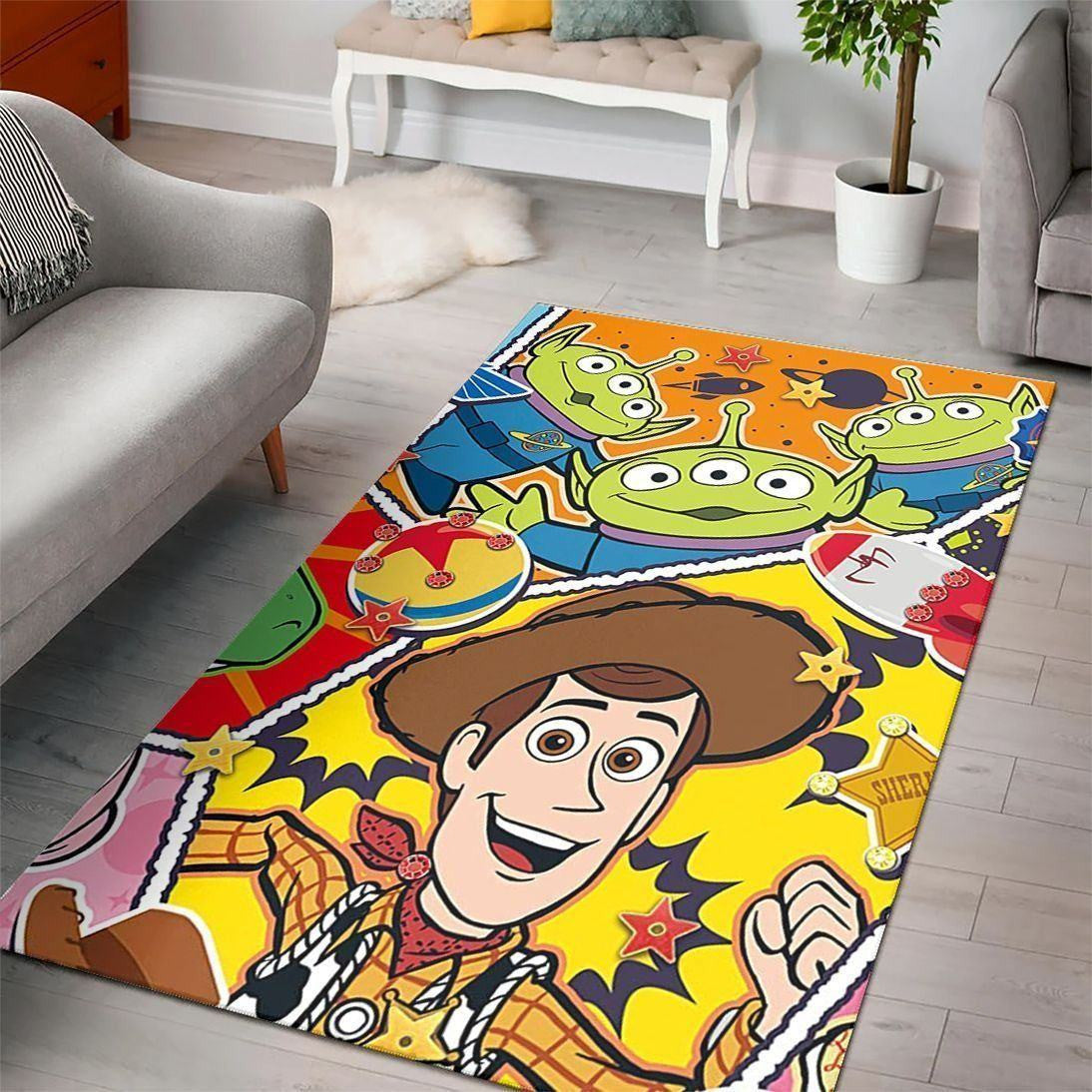 Disney Movies Rectangle Rug | Woody Toy Story Living Room Cartoon Floor Carpet