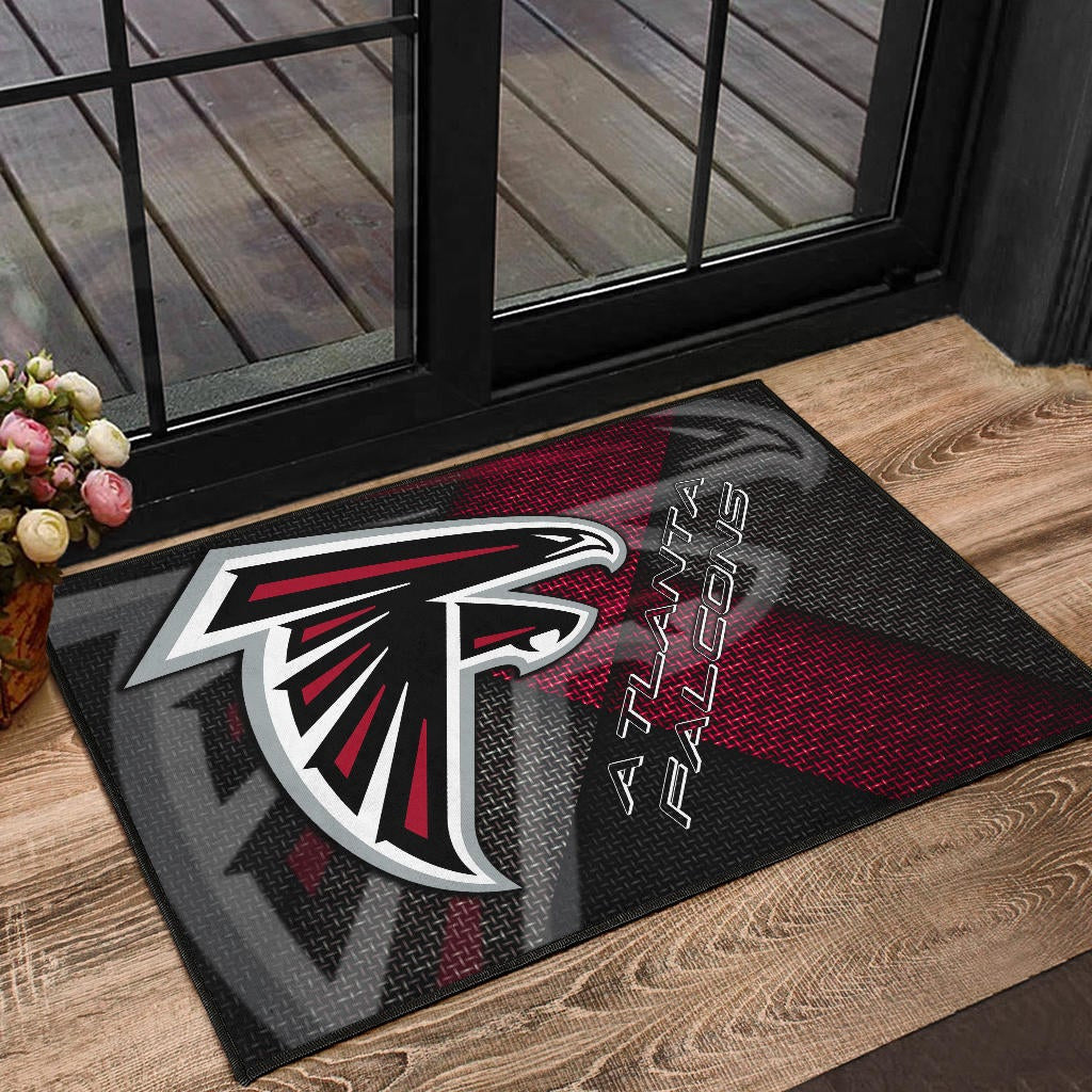 American Football Team Door Mat - Atlanta Falcons Cool Steel Shadow Door Mat Home Decor