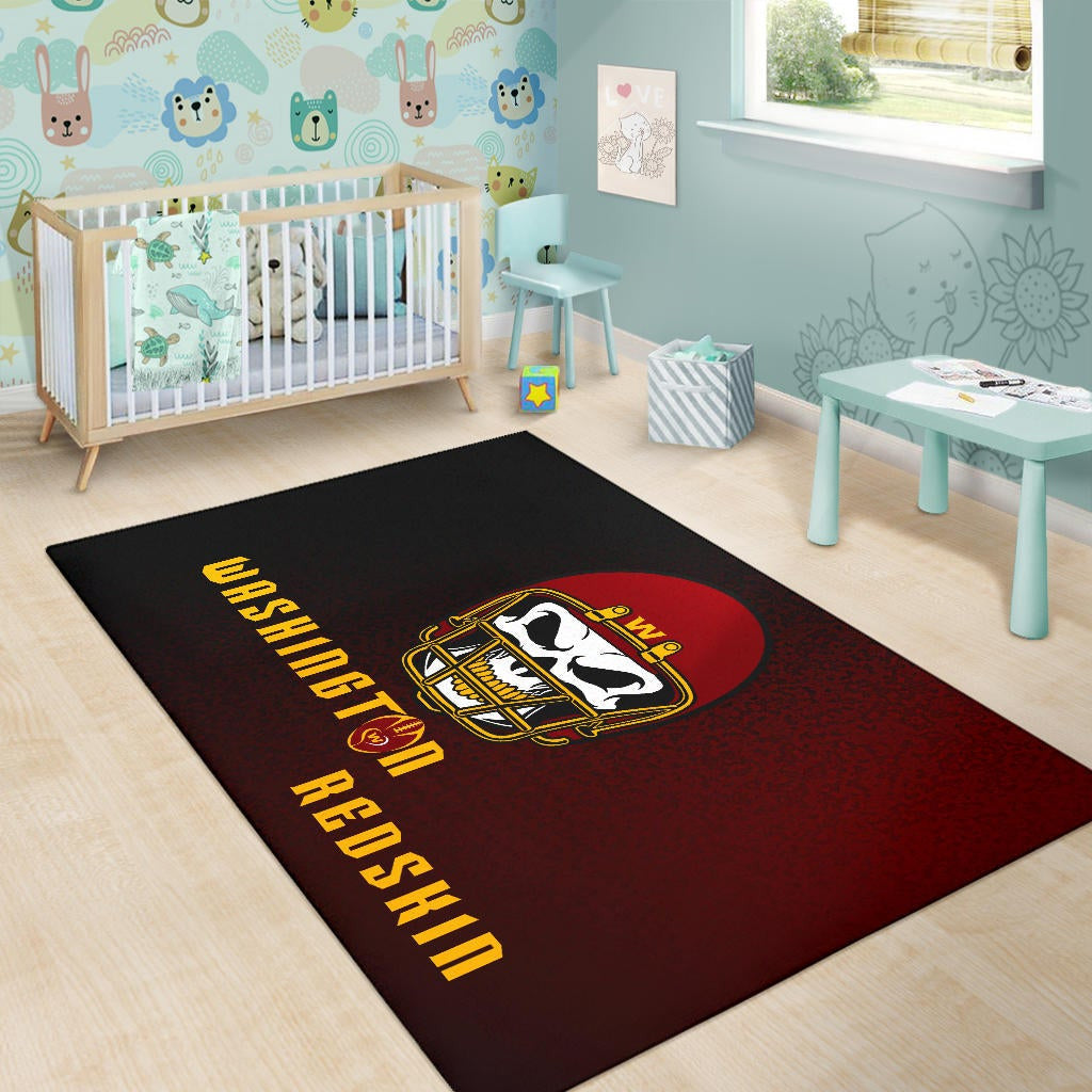 American Football Team Area Rug - Washington Redskin Skull Wearing Helmet Rugs Home Decor