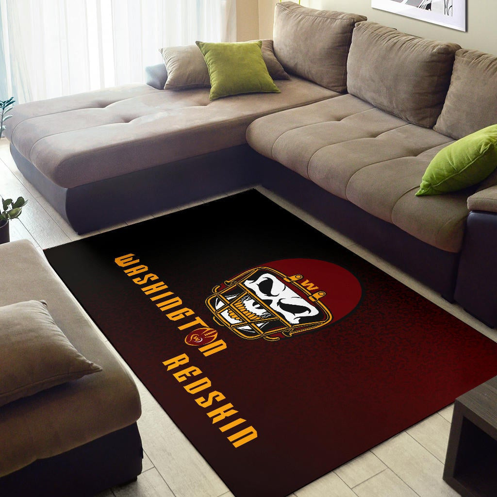 American Football Team Area Rug - Washington Redskin Skull Wearing Helmet Rugs Home Decor