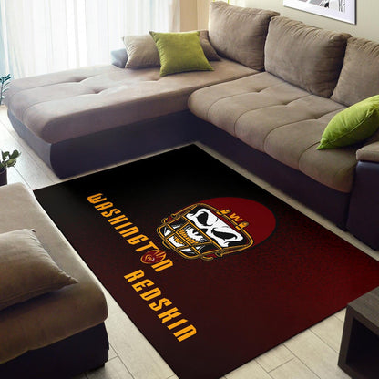 American Football Team Area Rug - Washington Redskin Skull Wearing Helmet Rugs Home Decor