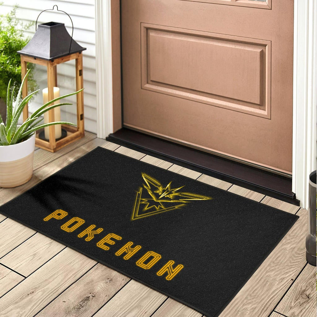 Pokemon Anime Door Mat Team Instinct Symbol Neon Zapdos Pokemon Go Door Mat Home Decor