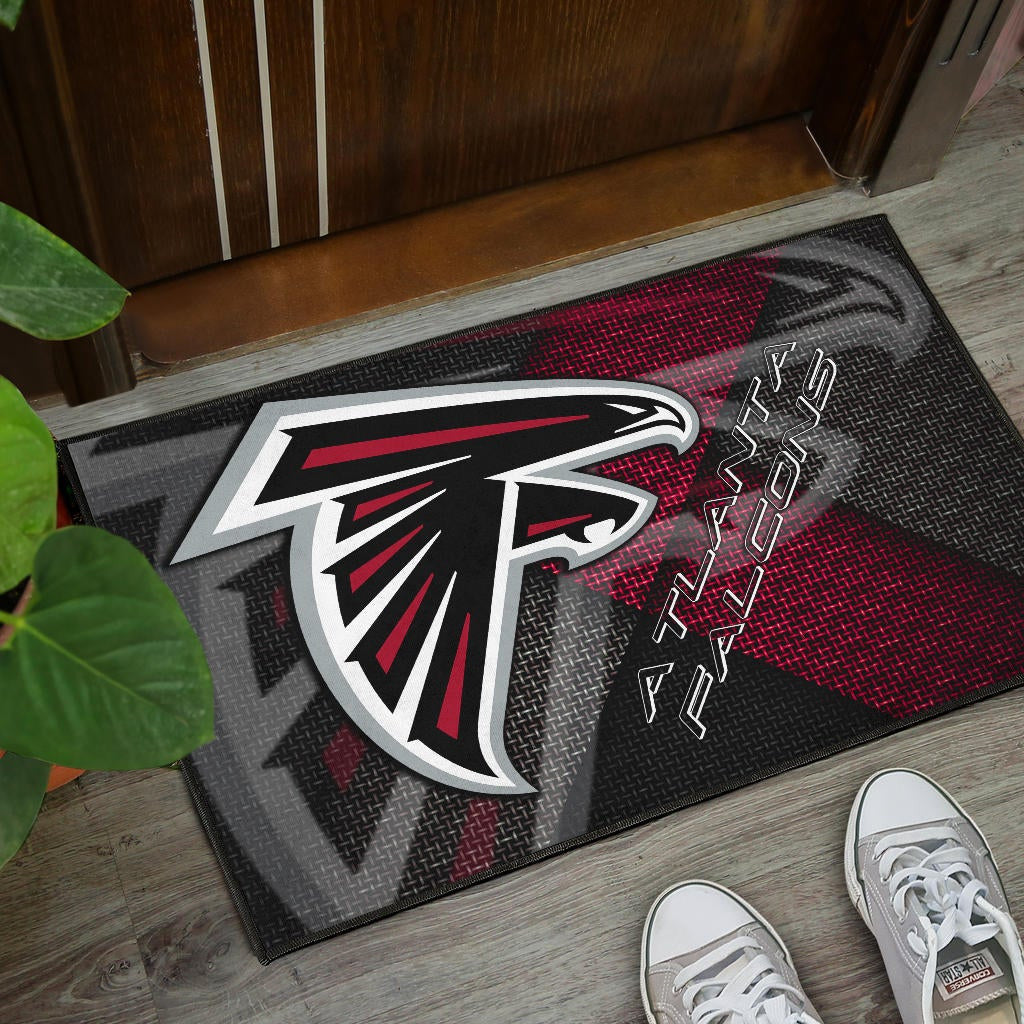 American Football Team Door Mat - Atlanta Falcons Cool Steel Shadow Door Mat Home Decor
