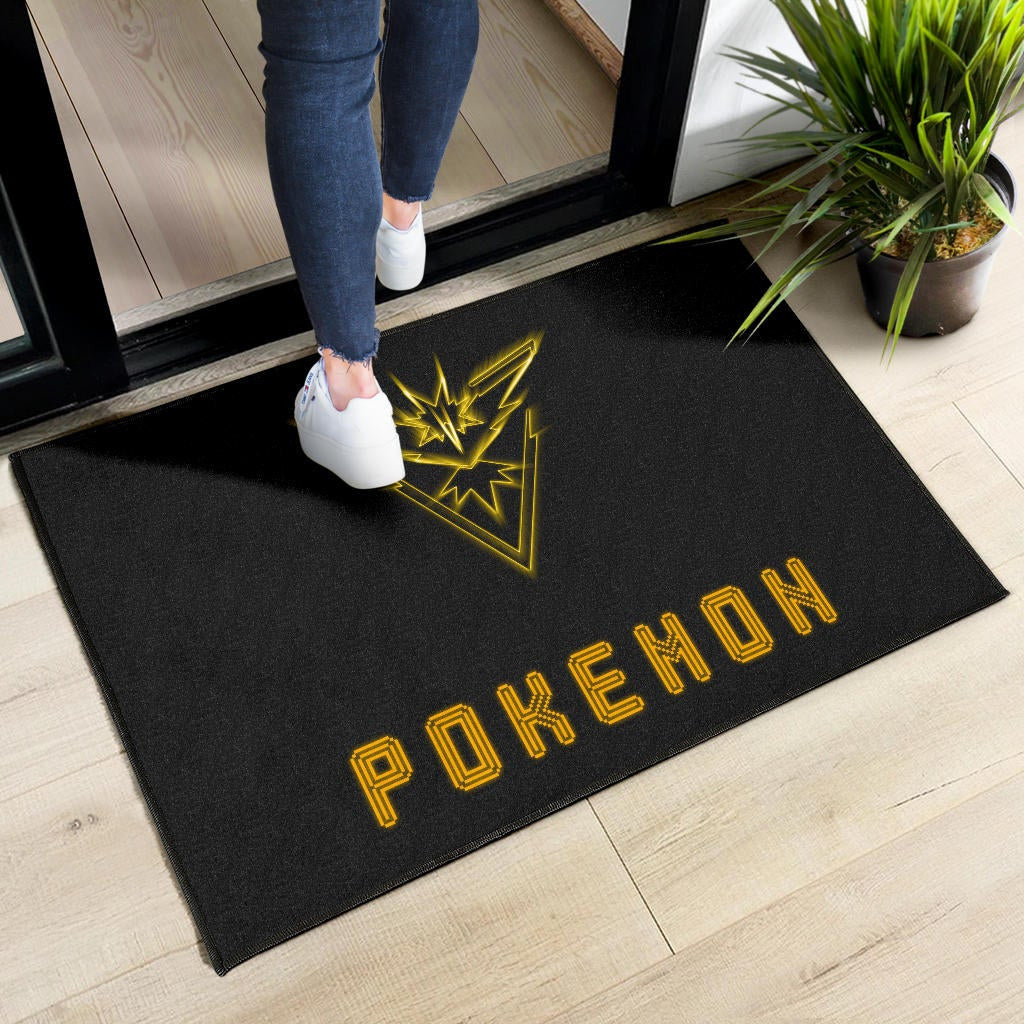 Pokemon Anime Door Mat Team Instinct Symbol Neon Zapdos Pokemon Go Door Mat Home Decor