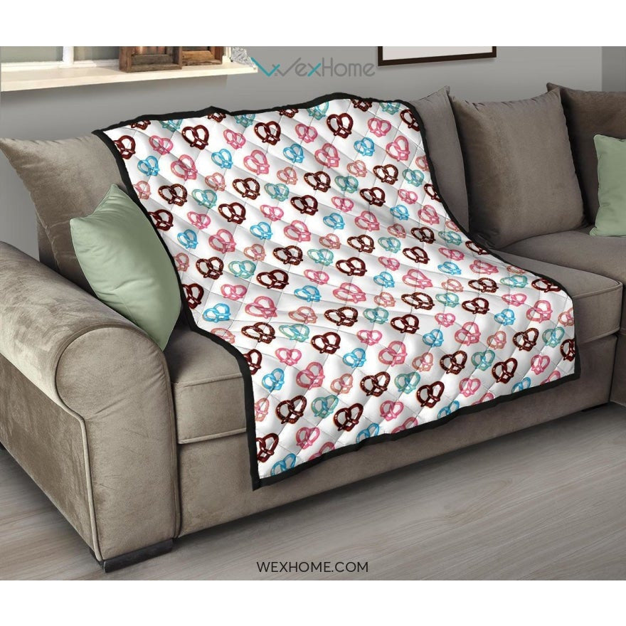 Pretzels Pattern Print Design 04 Premium Quilt