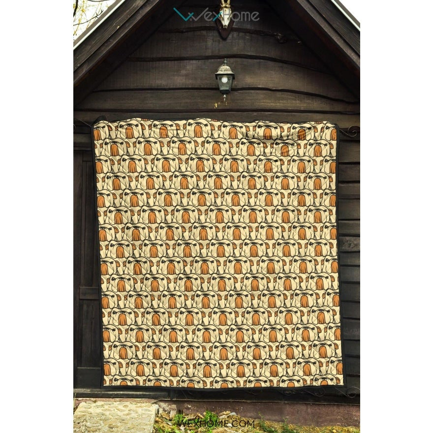 English Bulldog Pattern Print Design 02 Premium Quilt
