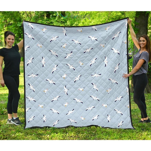 Seagull Pattern Print Design 02 Premium Quilt