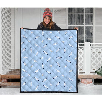 Seagull Pattern Print Design 02 Premium Quilt