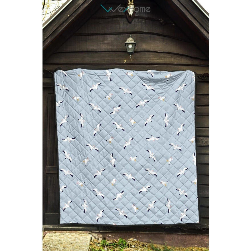 Seagull Pattern Print Design 02 Premium Quilt