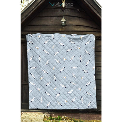 Seagull Pattern Print Design 02 Premium Quilt