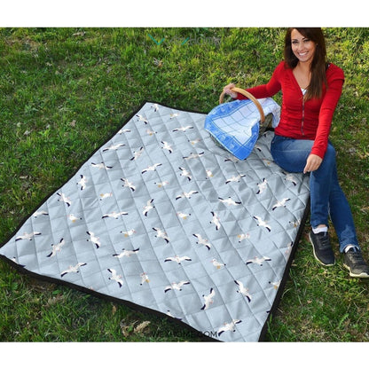 Seagull Pattern Print Design 02 Premium Quilt