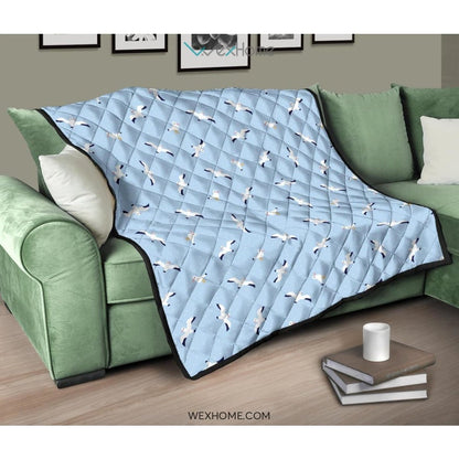 Seagull Pattern Print Design 02 Premium Quilt
