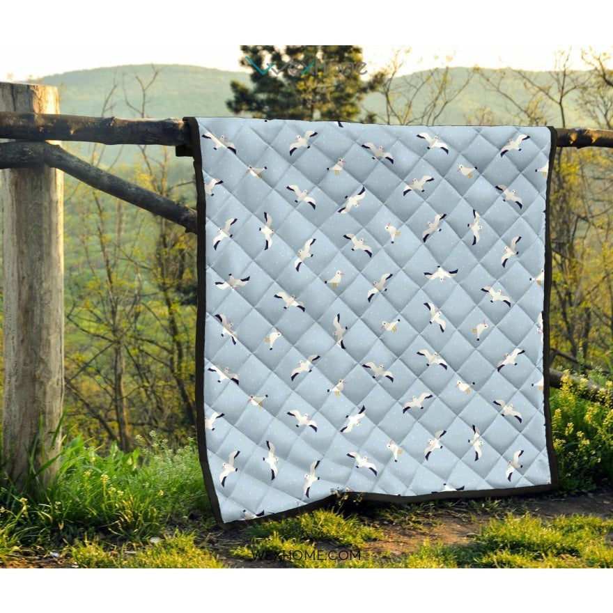 Seagull Pattern Print Design 02 Premium Quilt